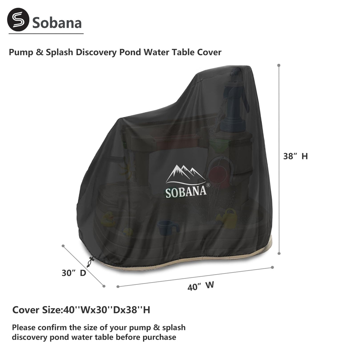 Sobana Kids Water Table Cover side angle highlights durable 600D fabric.