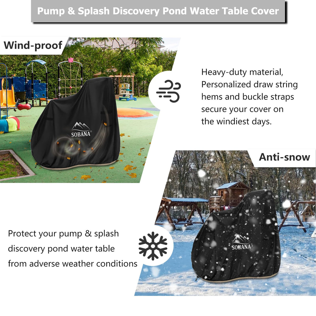 Sobana Kids Water Table Cover provides waterproof shield for outdoor use.