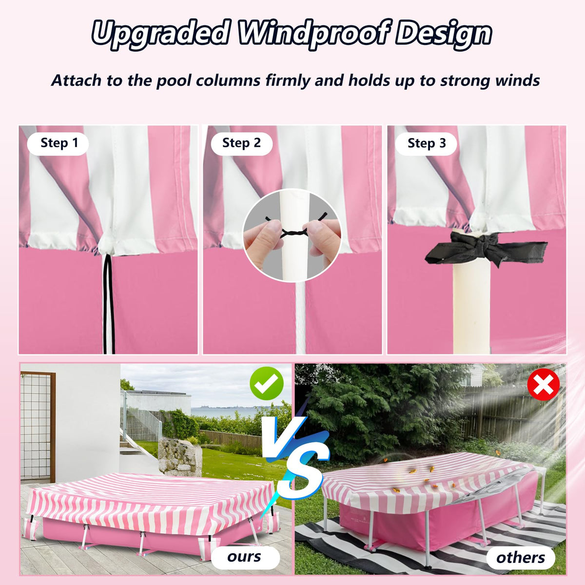Sobana cover designed to fit a 7 ft by 5 ft by 24 in rectangular pool.