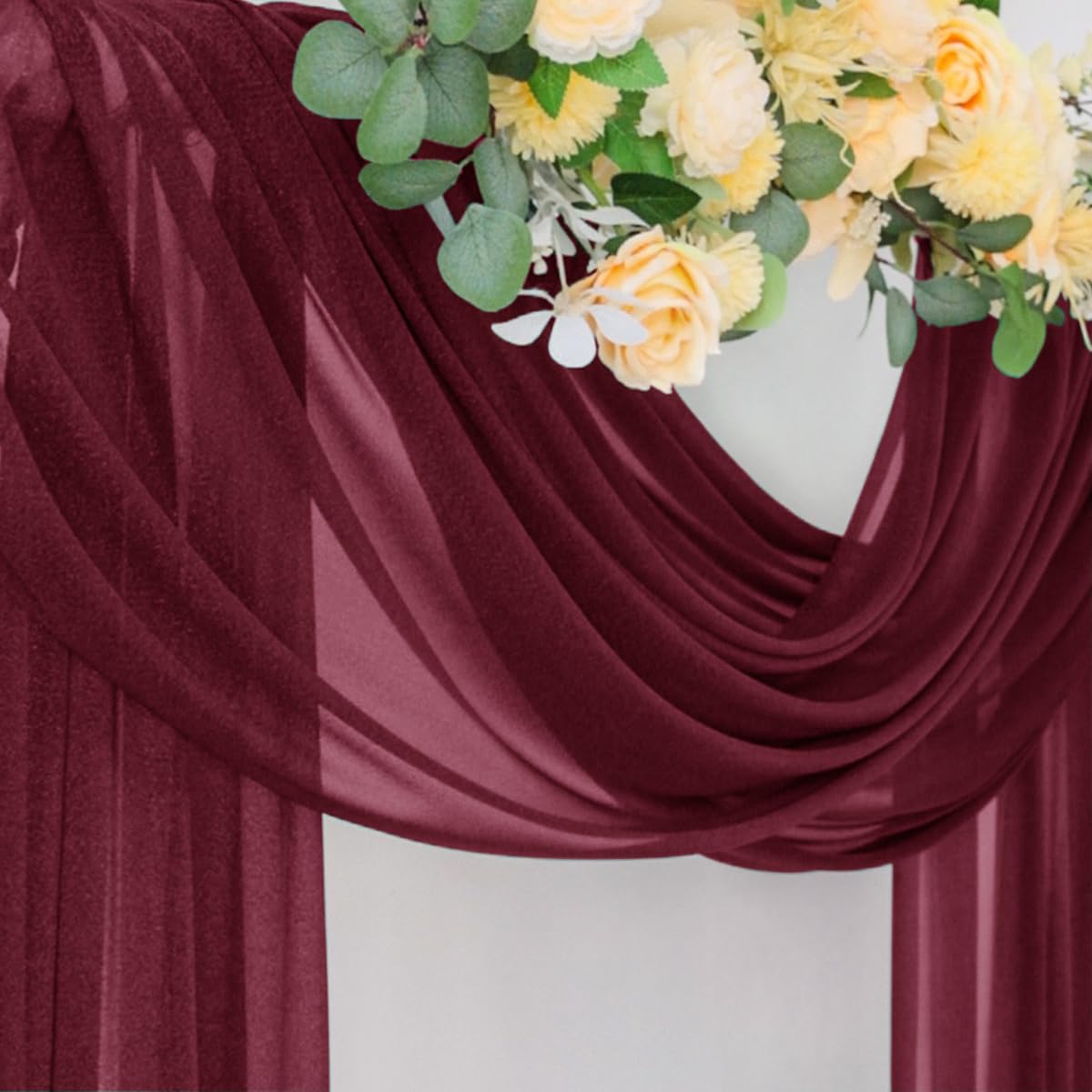 Socomi burgundy backdrop drape for bridal showers and events