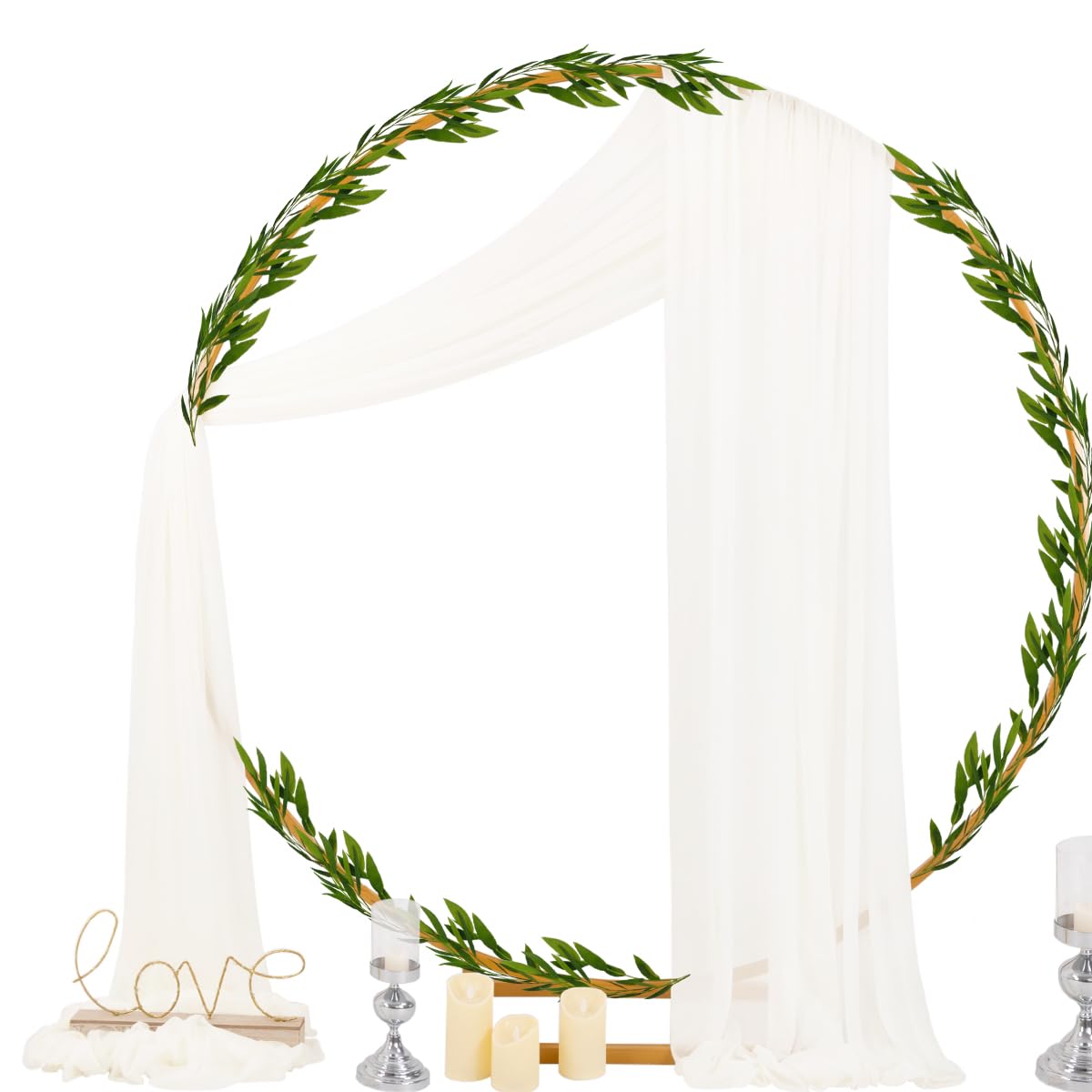 Socomi ivory white outdoor curtain drape adds soft light to events.