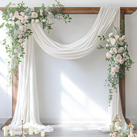 Socomi ivory white wedding arch draping for elegant ceremony backdrop.