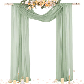 Socomi sage green sheer arch drape panel for wedding backdrop