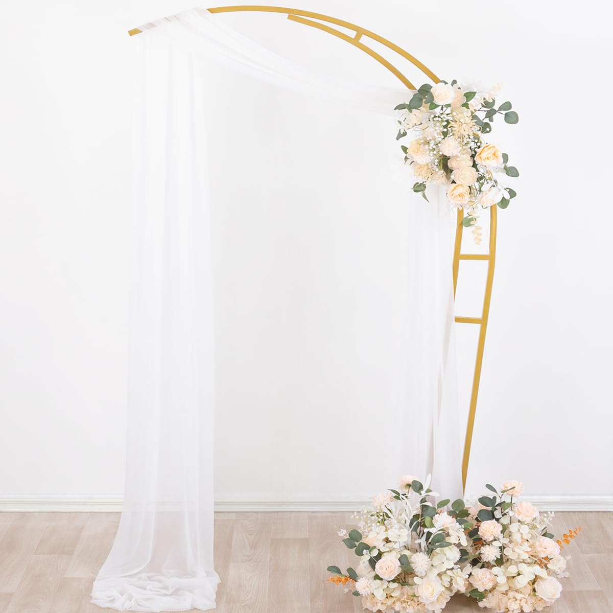 Socomi white sheer drape decorates arches, canopies or window displays.