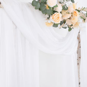 Socomi white sheer backdrop for photography at weddings and events.