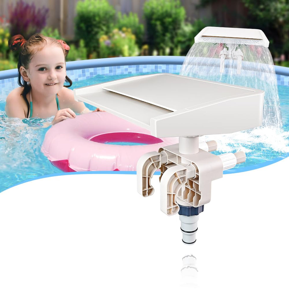 Sodeno Above Ground Pool Fountain waterfall provides cooling, ambient sound for outdoor pools.