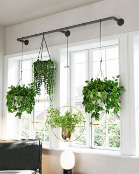 SOFITORG plant hanging rod with black matte finish blends with décor.