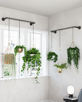 Black metal finish adds industrial style while resisting rust