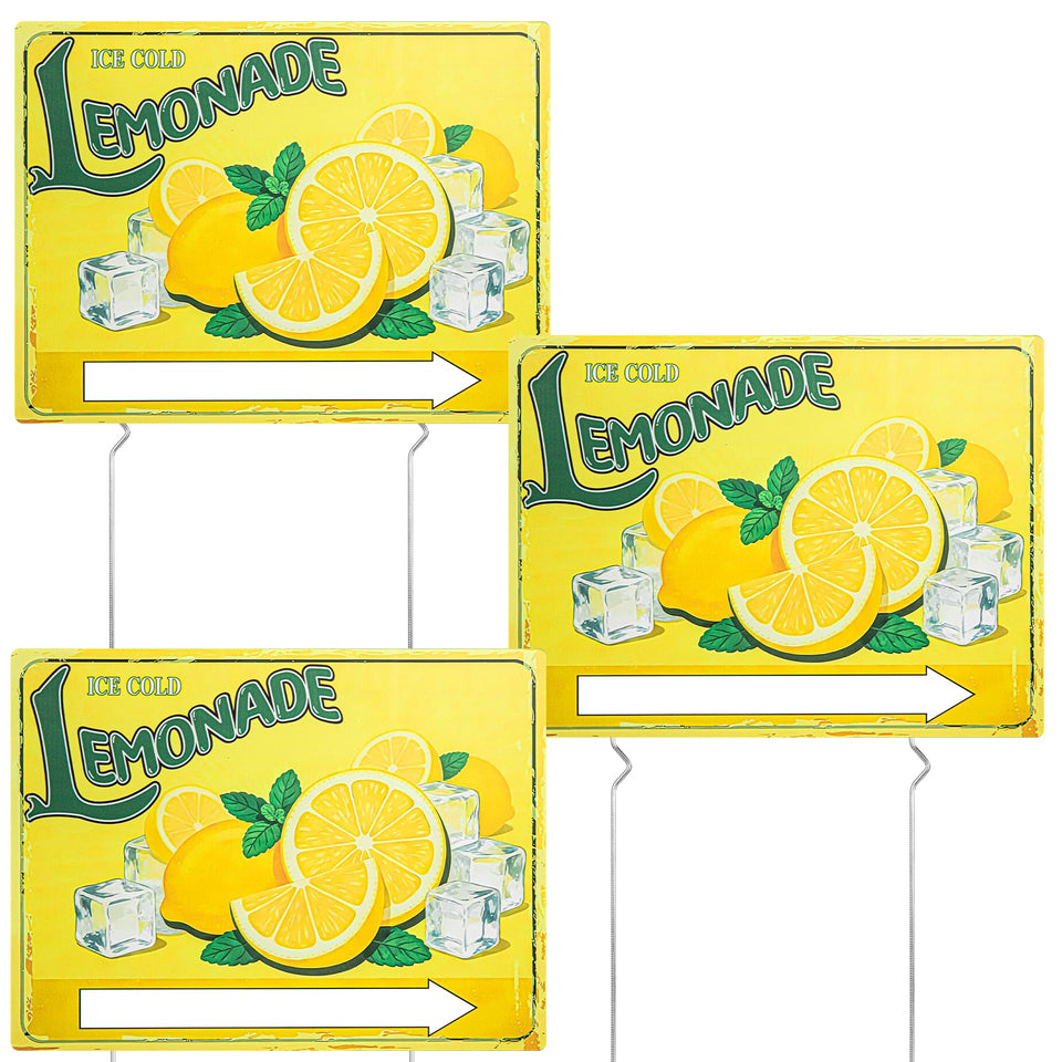 Sofzy Lemonade Yard Sign double-sided for maximum visibility from both directions.