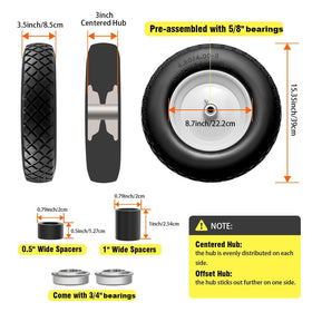 Soiiw solid wheelbarrow tire delivers puncture-proof performance on rough terrain.
