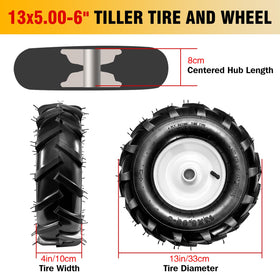 Soiiw tiller tire 4-ply construction provides reliable grip on uneven soil.
