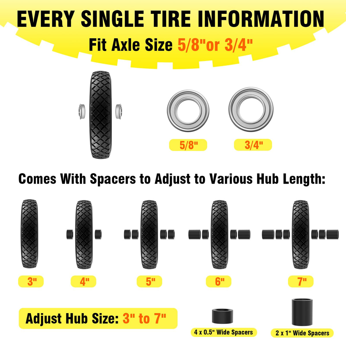 Soiiw universal-fit tire with adjustable hub supports multiple equipment types.