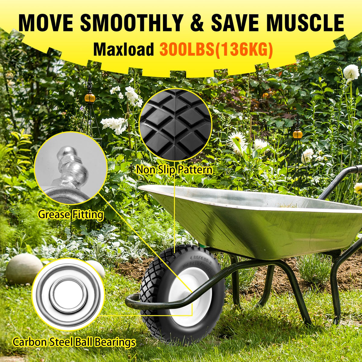 Soiiw universal-fit tire expands compatibility across hand trucks and garden trailers.