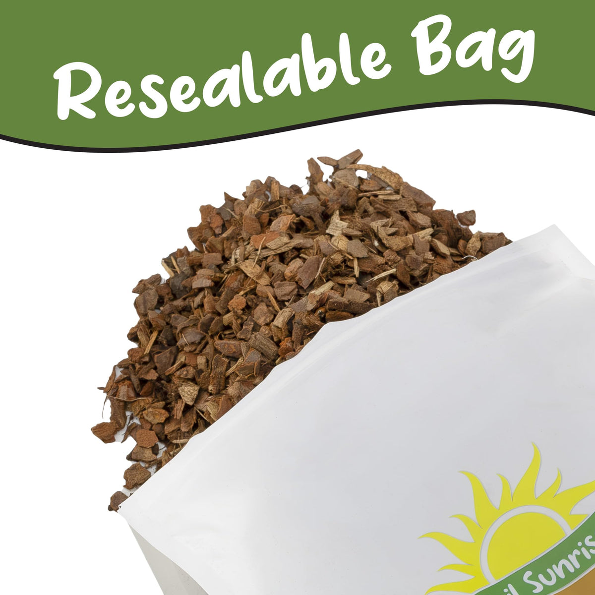 Soil Sunrise pine bark substrate adds natural color and texture in pots.