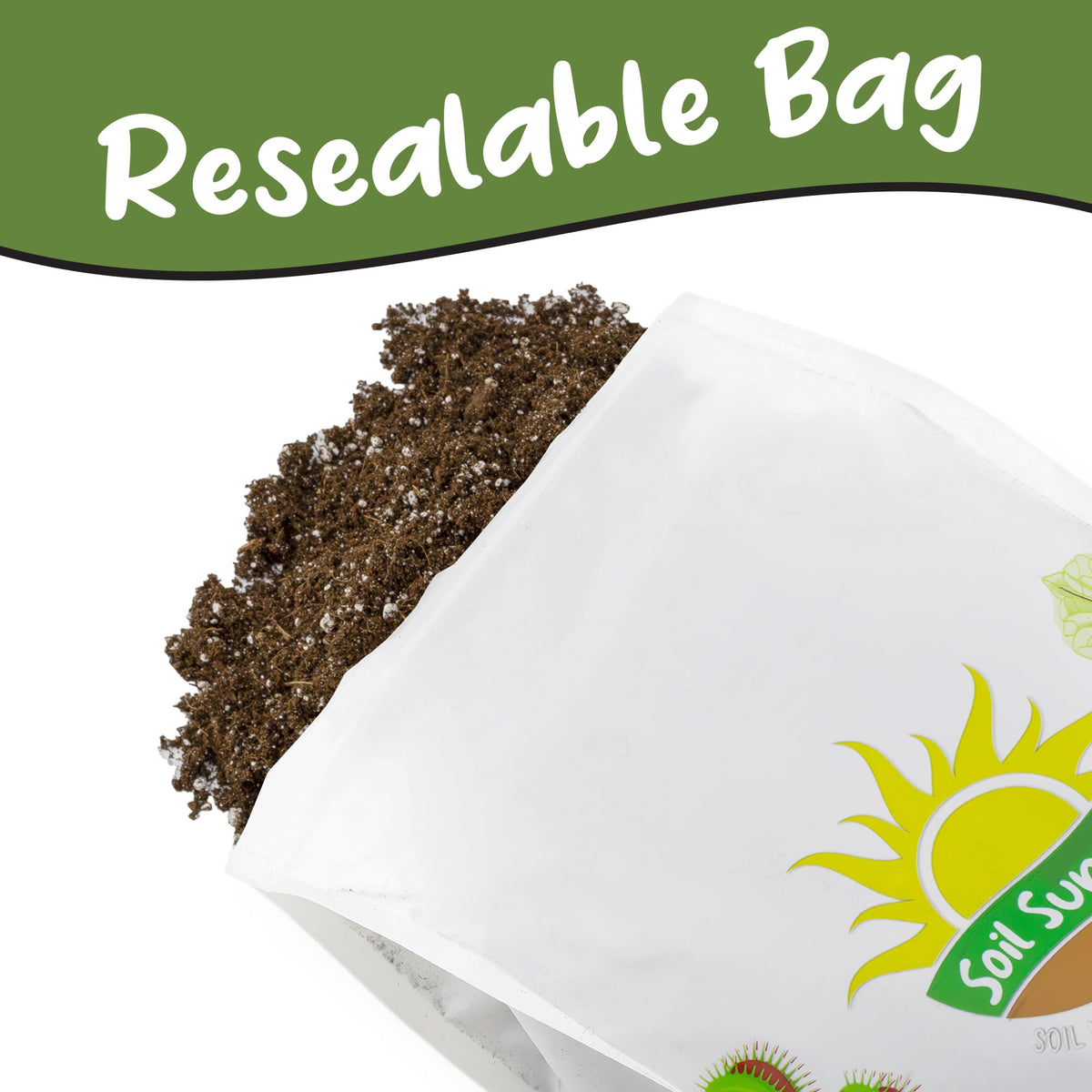 Soil Sunrise 8-quarts bag shown with label for easy potting projects.