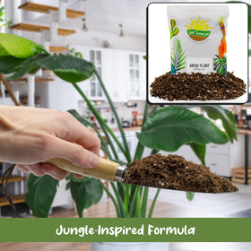 Soil Sunrise Aroid mix with worm castings nourishes emerging roots