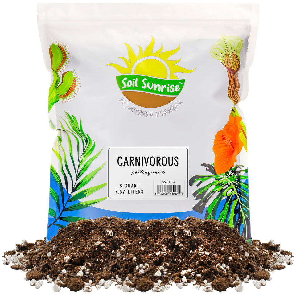 Soil Sunrise carnivorous plant soil mix in a bag with 8 quarts for easy repotting