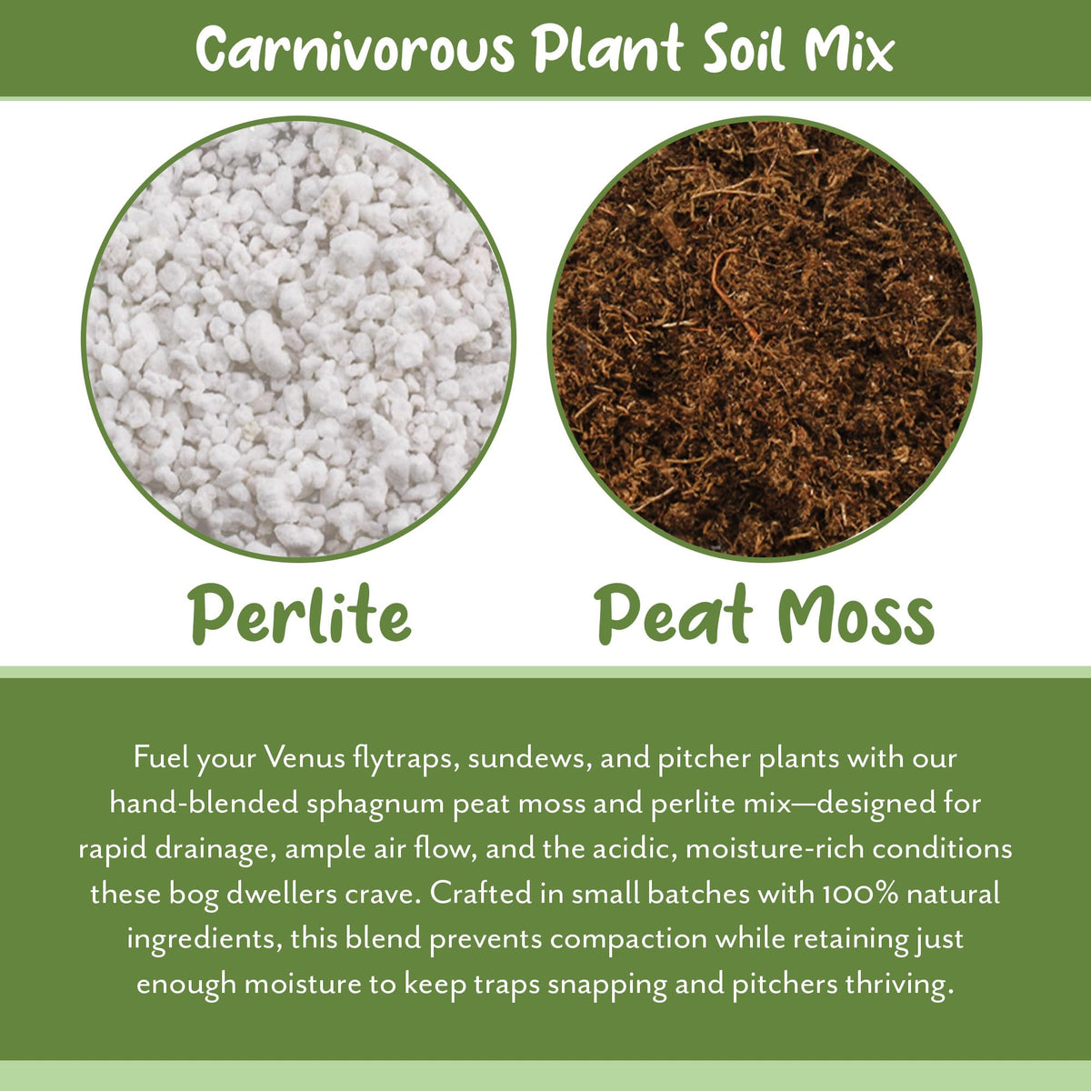 Soil Sunrise Carnivorous Potting Soil performs well in outdoor containers.