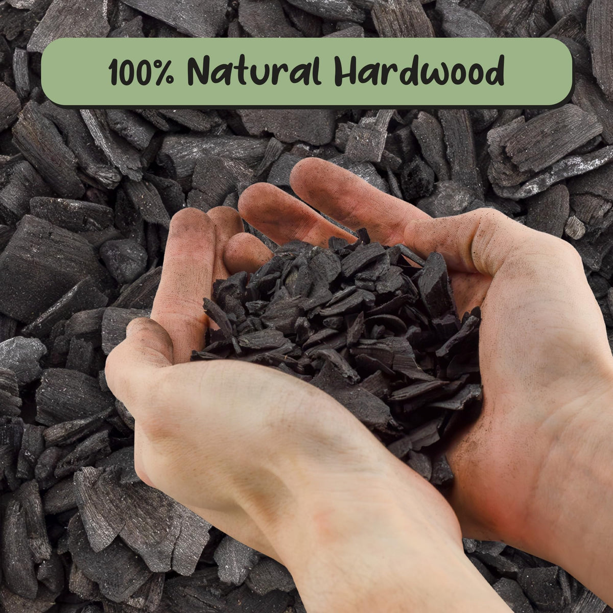 Soil Sunrise charcoal chips closeup shows 1/2 inch pieces.