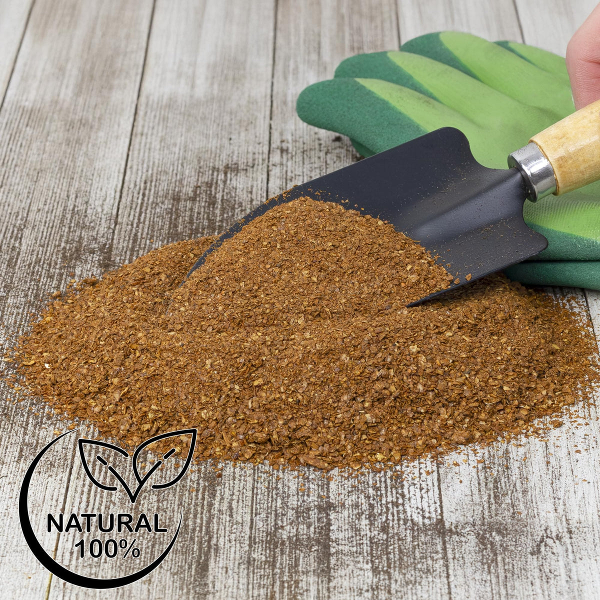 Soil Sunrise dry molasses powder being added to water creates a light feeding solution