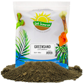 Soil Sunrise Greensand bag close-up, natural mineral conditioner for healthier soil and moisture retention