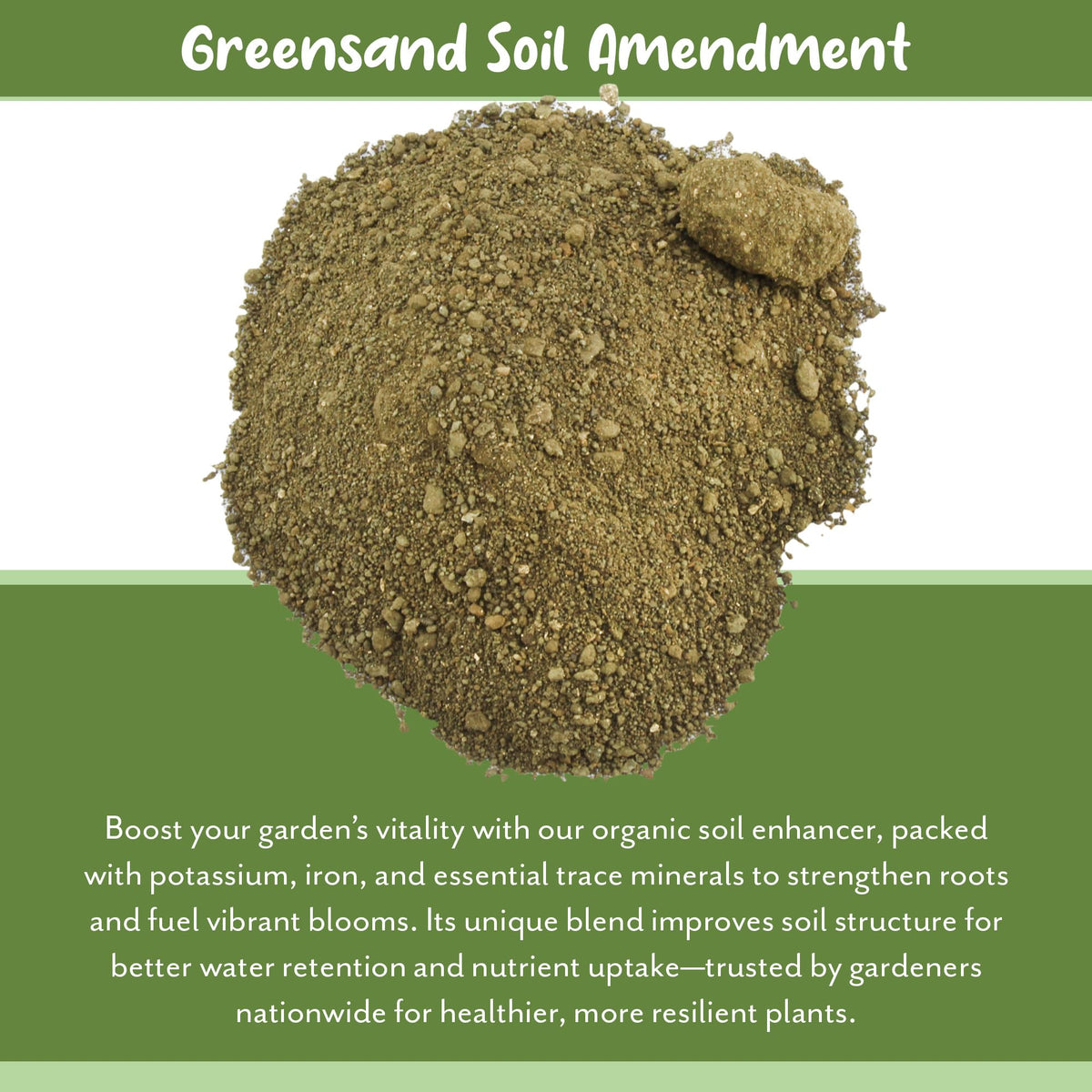 Soil Sunrise Greensand pour demonstrating even distribution in potting soil