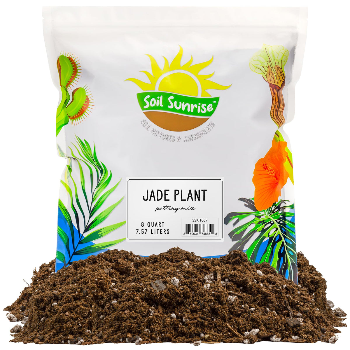 Soil Sunrise Jade Plant Soil Blend bag promotes natural, drainage-friendly repotting for jade plants.