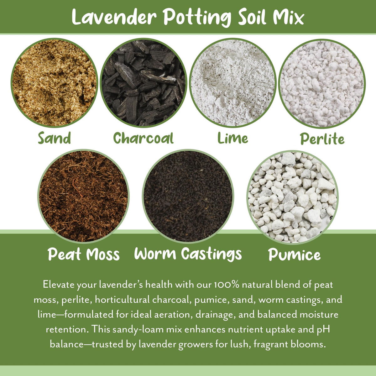 Soil Sunrise lavender root in pot highlights nutrient-rich blend for healthy roots.