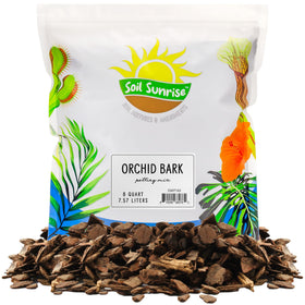 Soil Sunrise orchid bark 8qt bag for optimal drainage in container plantings.