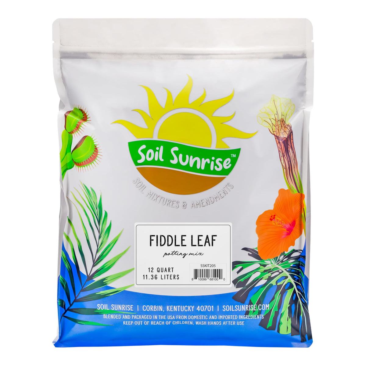 Soil Sunrise Premium Fiddle Leaf Fig Soil bag showing 12-quart packaging for healthy growth