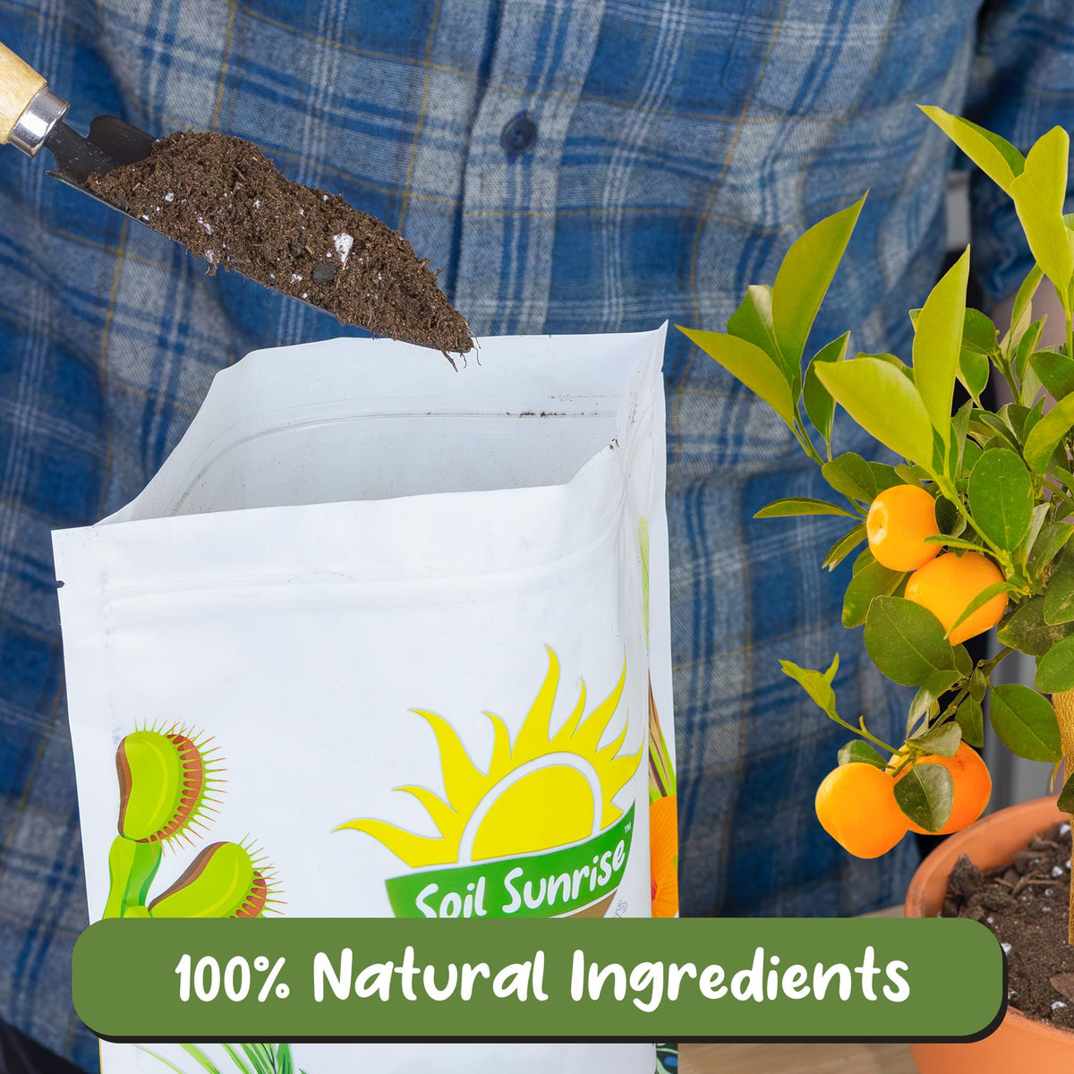 Soil Sunrise textured soil blend with perlite for better aeration