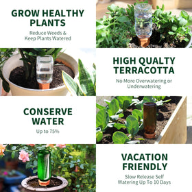 Soilagua 8-pack watering-spikes provides a complete care solution for multiple containers.