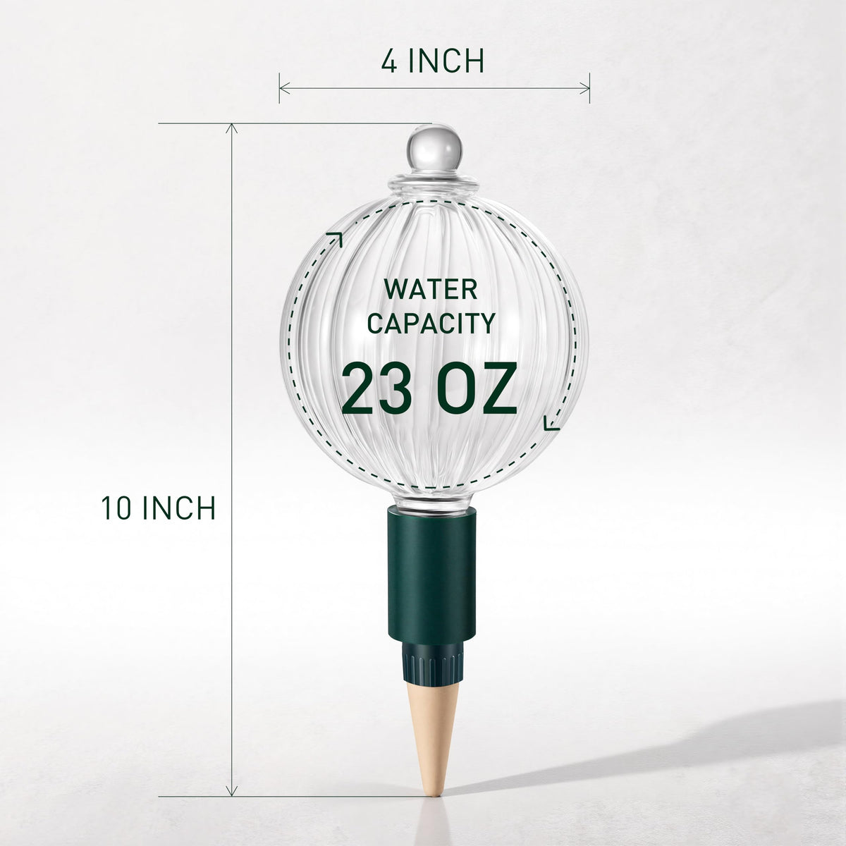 Soilagua globe in soil demonstrates discreet, steady hydration