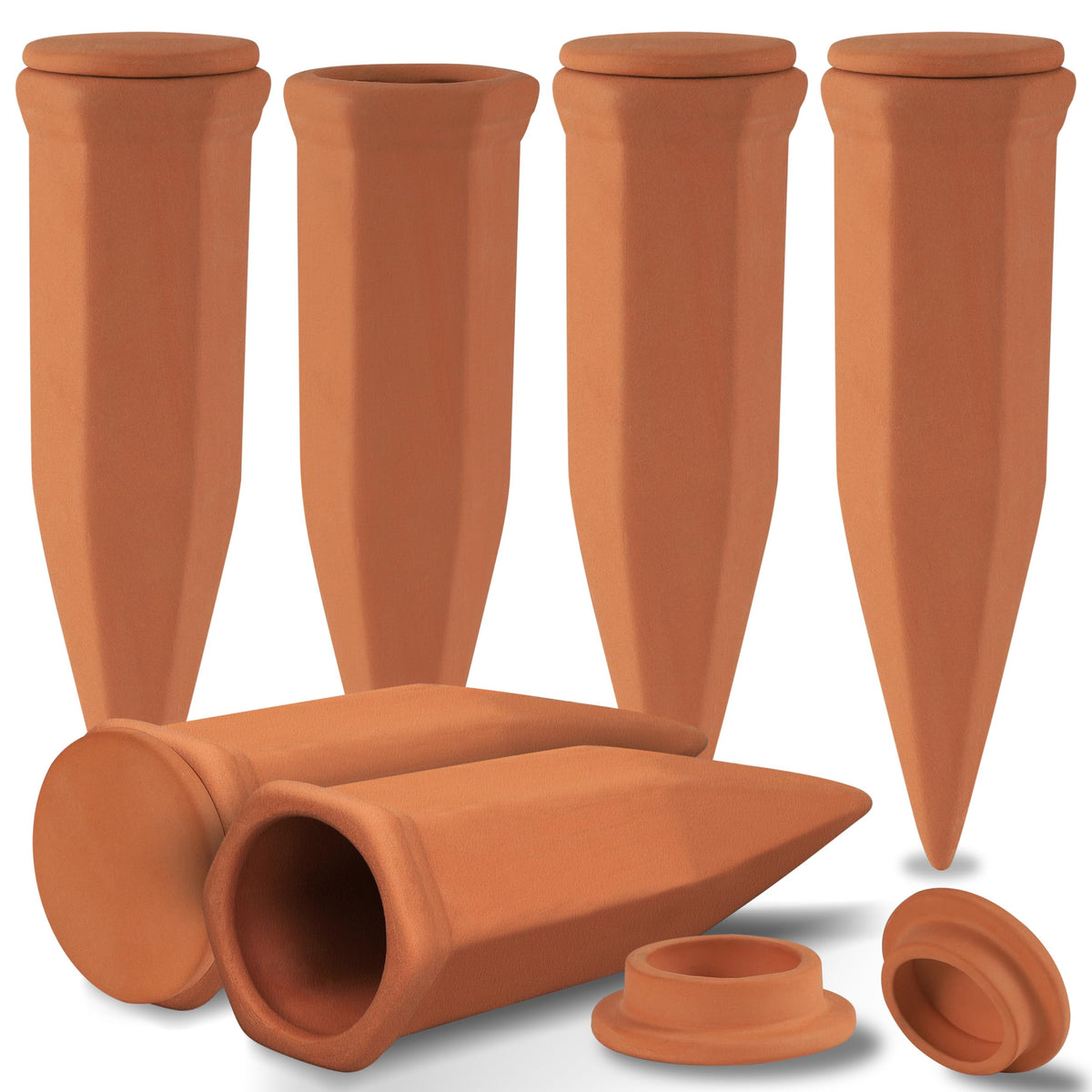 Soilagua watering spikes with lid offer steady hydration for outdoor and indoor plants.