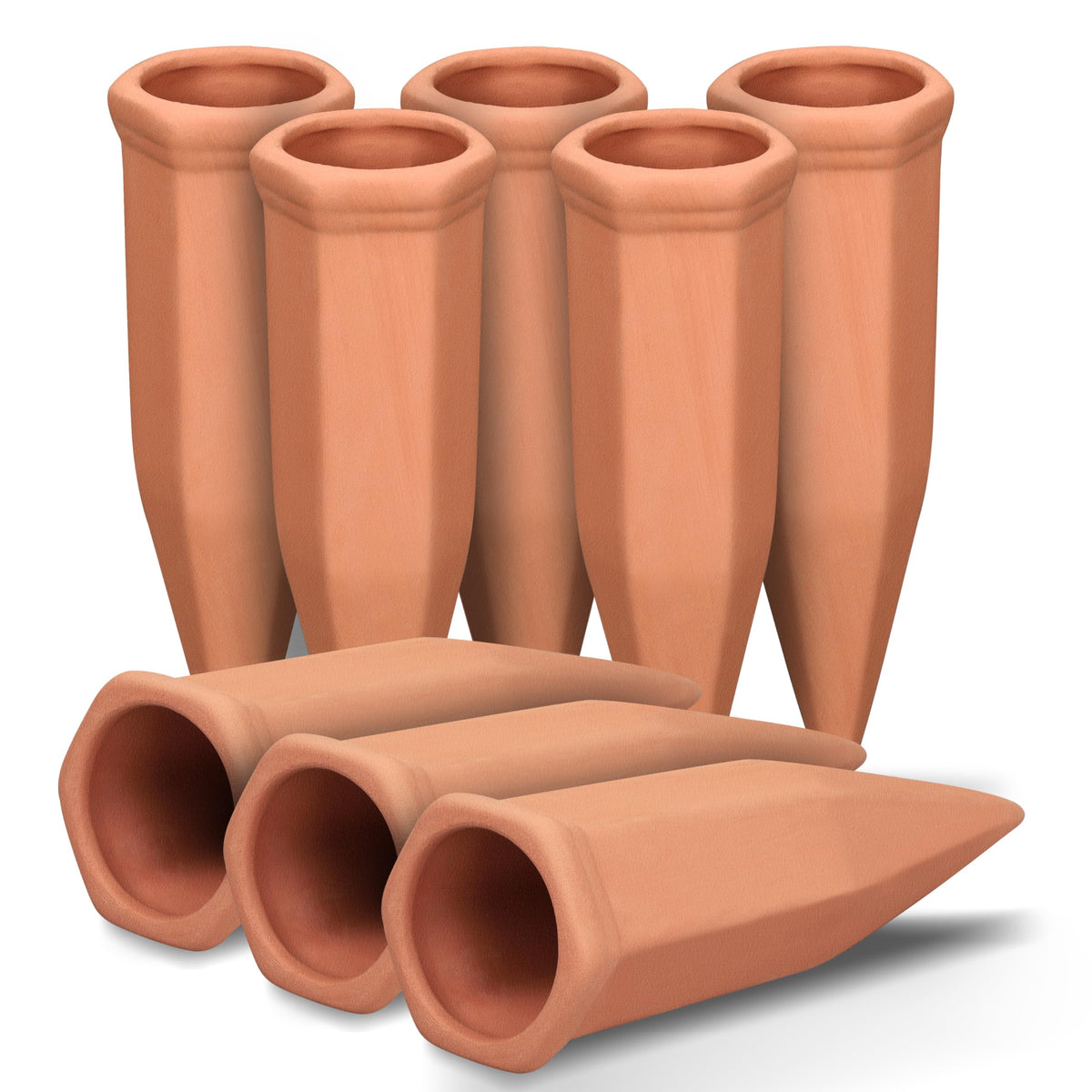 Soilagua terra clay watering spike delivering steady moisture directly to plant roots.