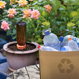 Soilagua wine-bottle adapter enables easy setup for continuous indoor watering.