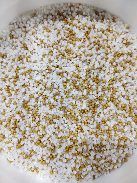 SoilMoist granules mixed into potting soil ready for planting