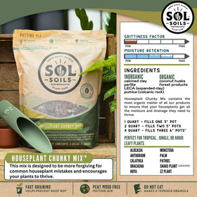 Sol Soils mix with LECA and bark fosters balanced moisture.