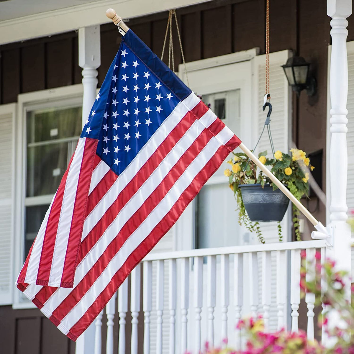 SolarStar American flag with sleeve for secure outdoor display