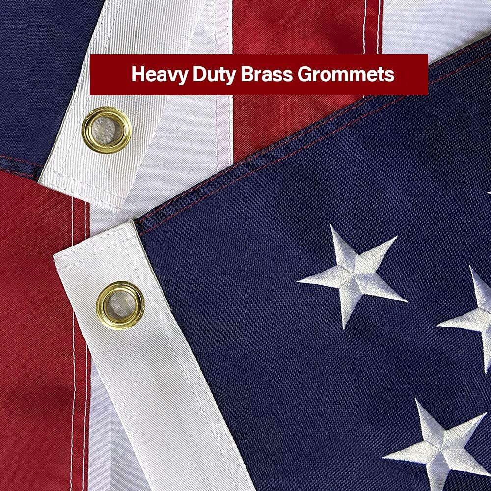 SolarStar flag uses three brass grommets for secure hanging in all weather.