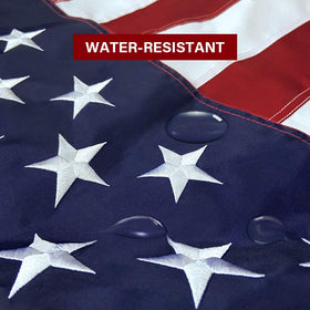 SolarStar flag with waterproof UV coating preserves bright colors over time.