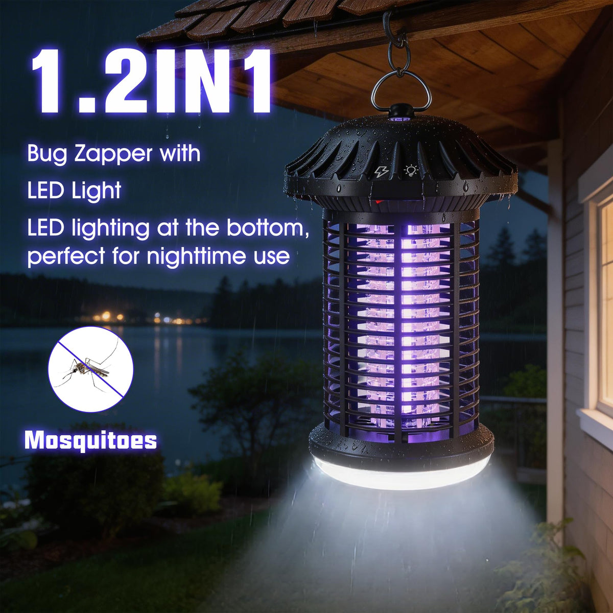 Solarush bug zapper 4200v grid provides powerful instant elimination for patios and kitchens.