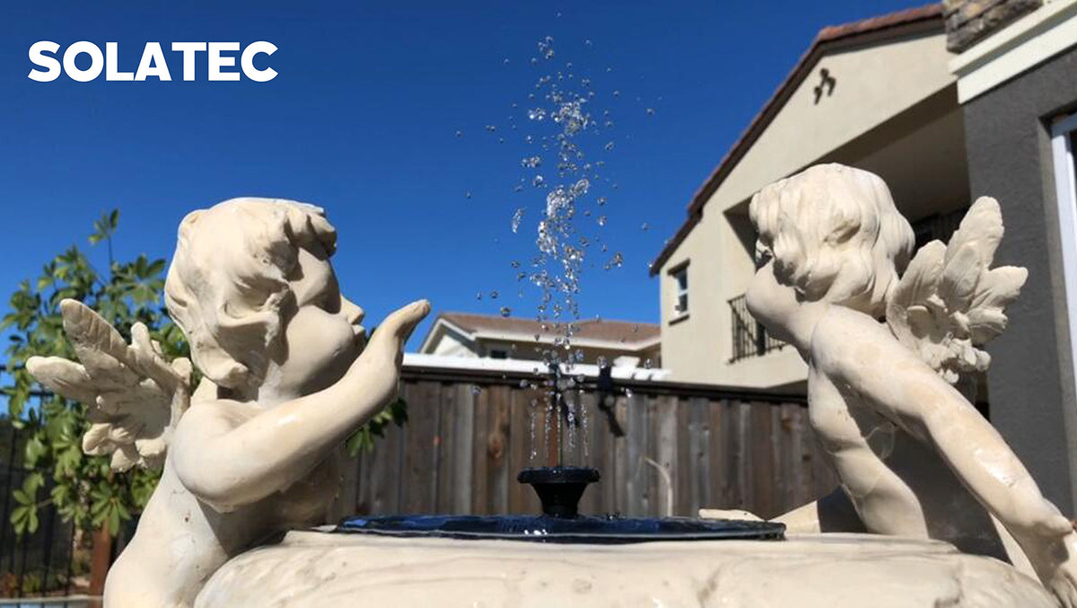 Solatec bird bath setup with adjustable height water jet for visual appeal