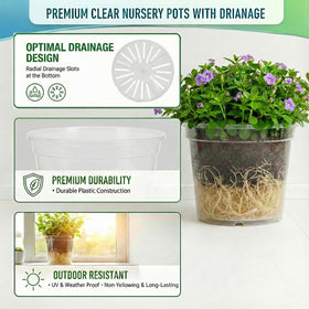 Solavelle clear nursery pot 10 inch insert enables root monitoring and moisture awareness