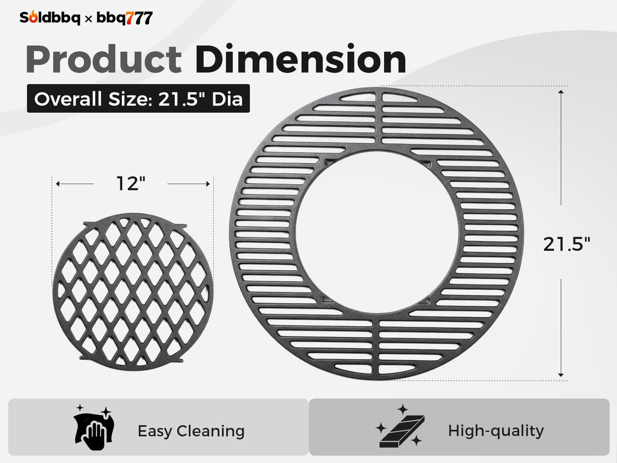 soldbbq 12 inch center insert shown with the grates for easy charcoal access