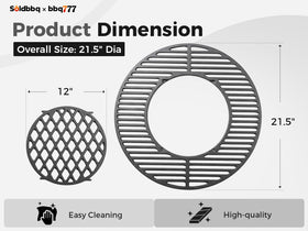 soldbbq 12 inch center insert shown with the grates for easy charcoal access