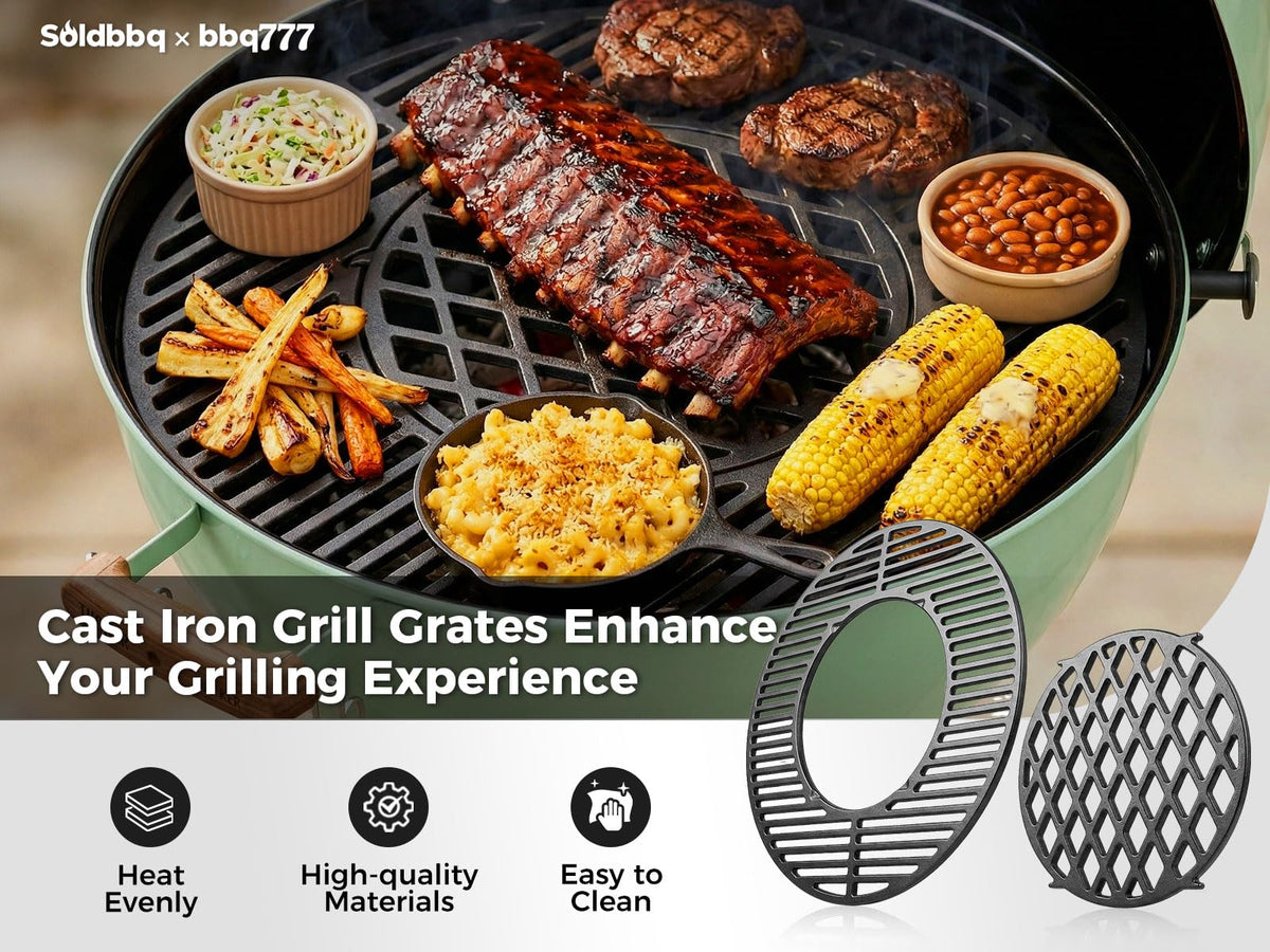 soldbbq package includes grill grates and 12 inch center insert for Weber 22 inch Kettle