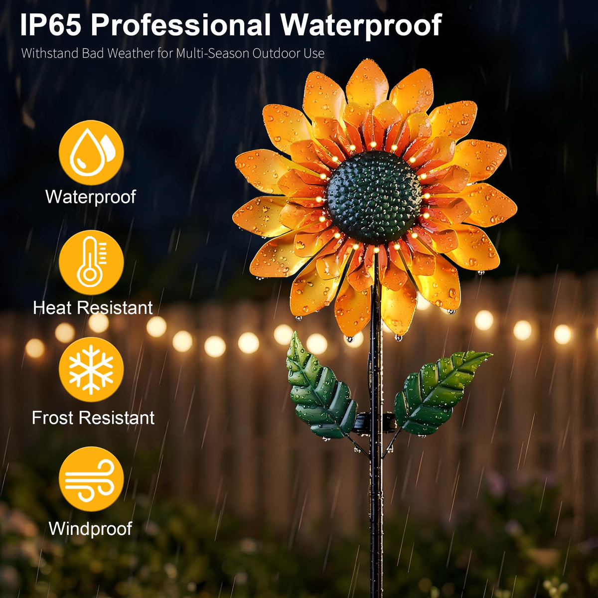 Solgicar Sunflower Wind Spinner features durable metal that stands up to weather.