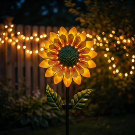 Solgicar sunflower blades spin gracefully, adding motion and charm.