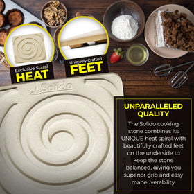 Solido pizza stone with feet for balanced placement and handling